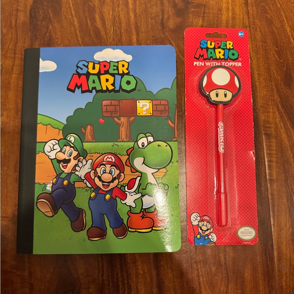 Super Mario notebook and pen